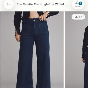 The Colette Denim Cropped Wide Leg Jeans by Maeve Anthro NWT Sz 26